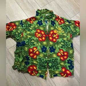 Corona Extra Tropical Shirt XXL Button Up Soft Green Flowers Beer Men